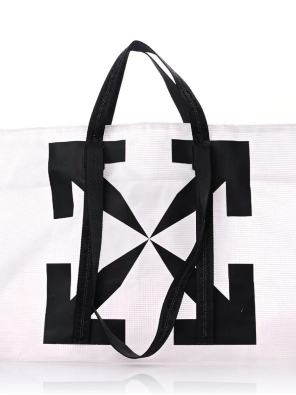OFF WHITE PVC Transparent Arrows Logo Tote Bag White Black